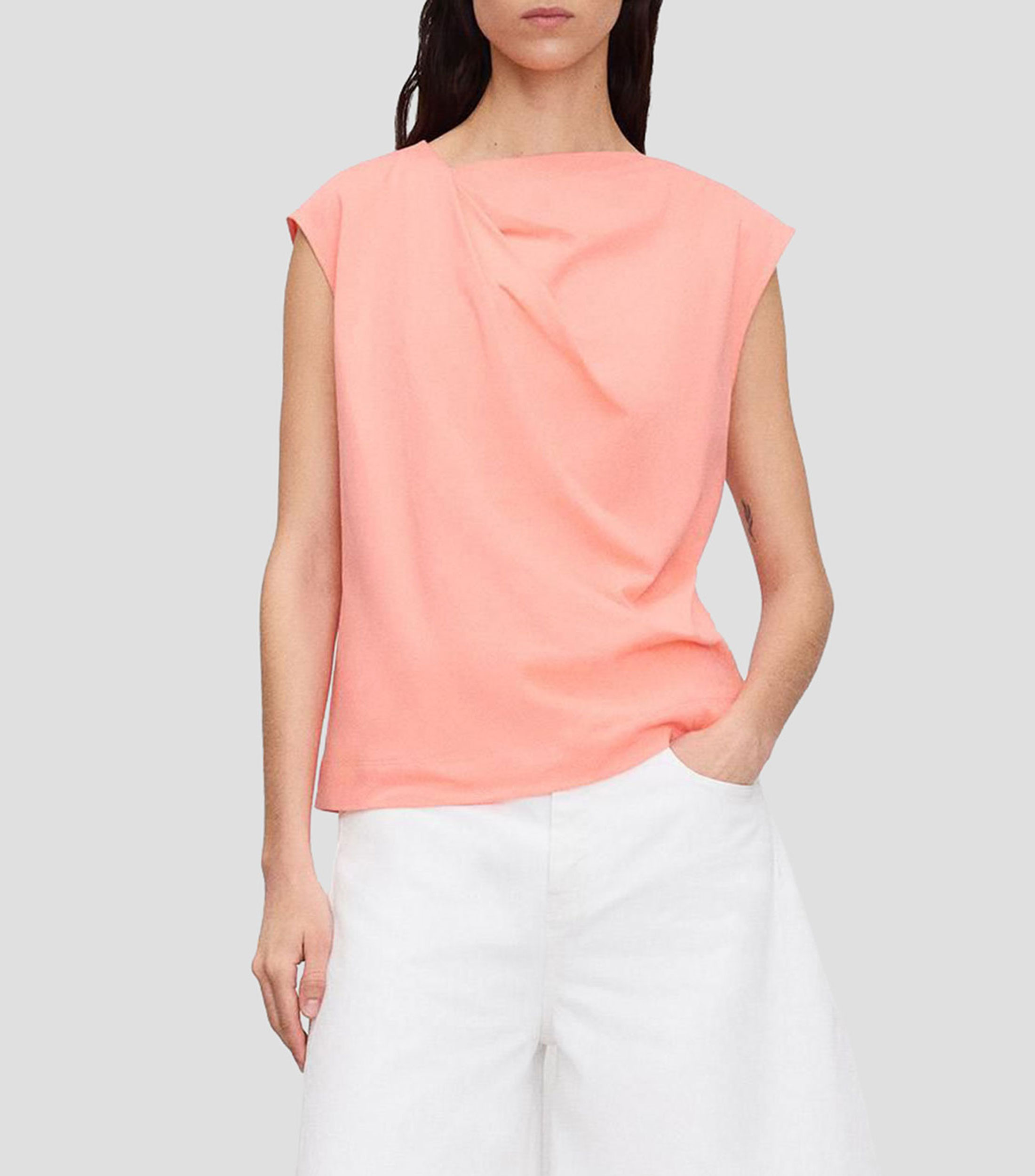 Blusa lisa sin mangas Mujer